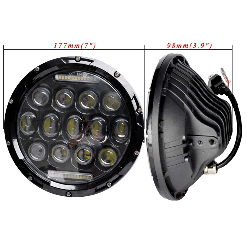 7 Inch 75W High Low Beam Headlight Round LED Headlamp for Jeep