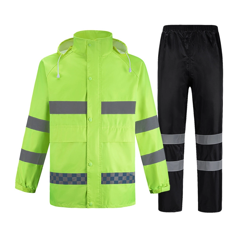 Wholesale/Supplier Custom Logo Design Cycling Thickened Split Raincoat Outdoor Sanitation Work Suit Reflective Safety Clothing