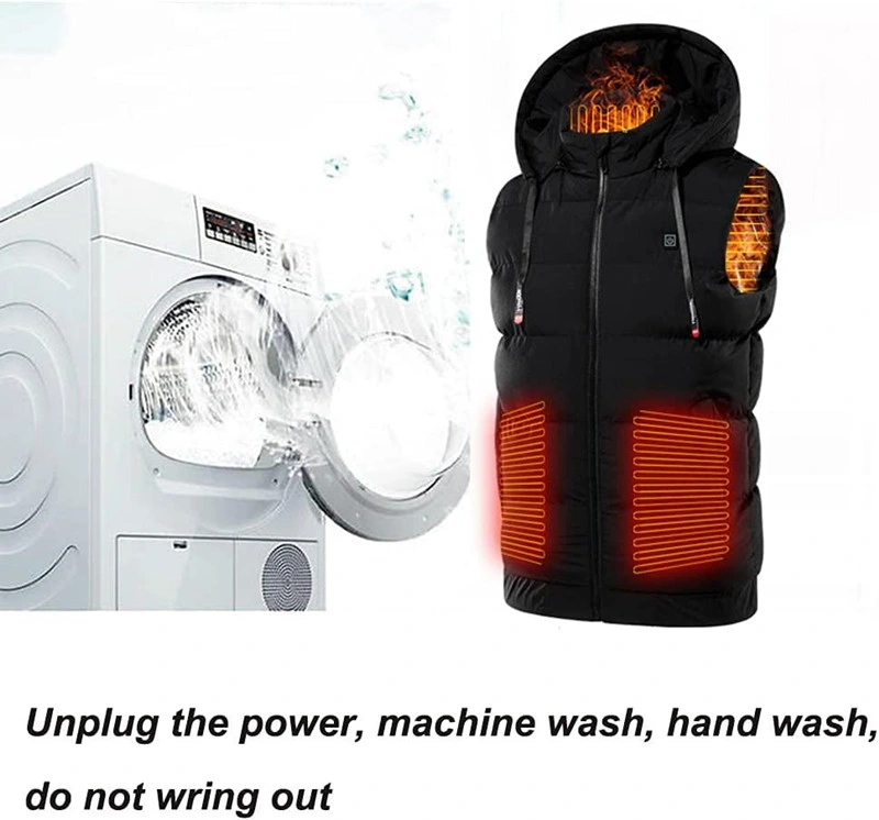 Fashion Electrical Heated Hooded Vest Winter Waterproof USB Sleeveless Heated Jackets