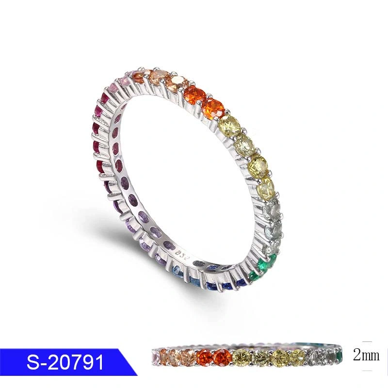 Wholesale/Supplier 925 Sterling Silver Fashion Jewelry Multicolor Cubic Zirconia Stone Ring for Women