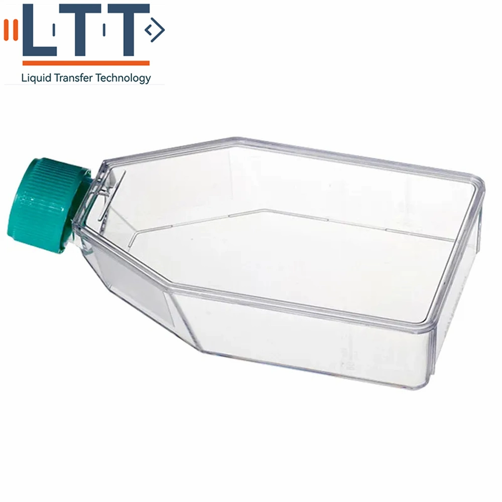 Tc Treated T175 Plastic Rectangular Canted Neck Laboratory Tissue Culture Bottle Vented Caps 175cm2 Cell Culture Flask