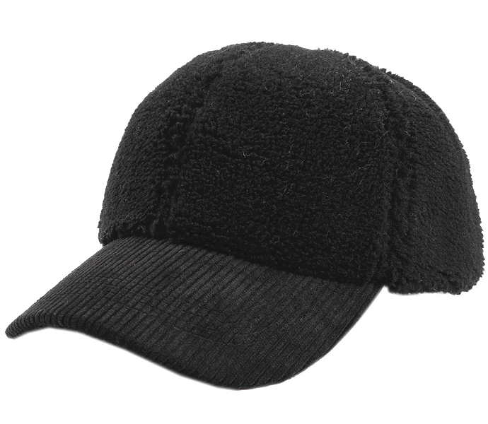 Nouvelle casquette de mode pour adultes en fausse laine avec sangle réglable et bordure en velours côtelé pour l'hiver.