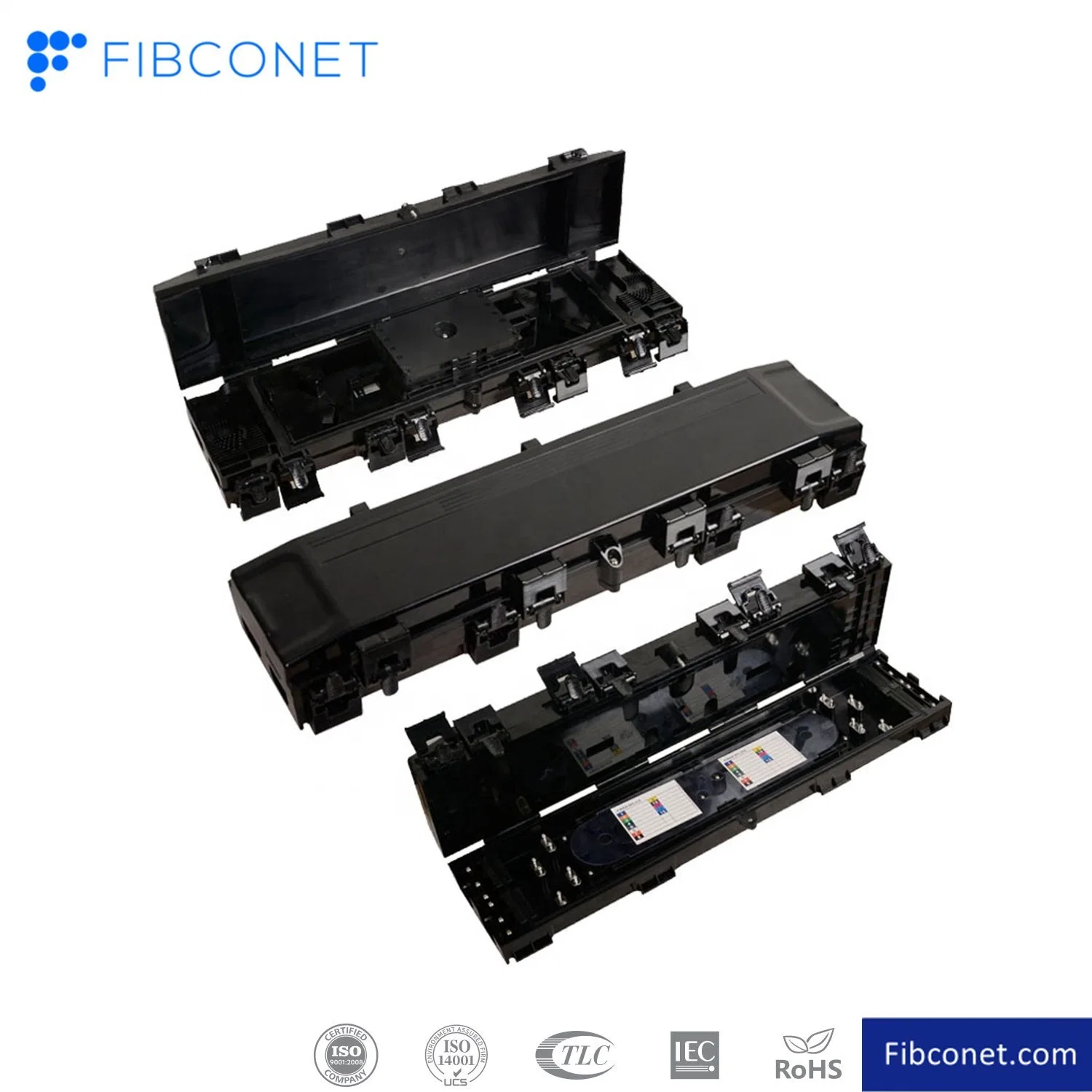 4 in 4 out 8 Ports Horizontal 16 Core or 24 Core Fiber Optic Splice Closure Wall Mounted Strip Shape Fiber Optic Equipment