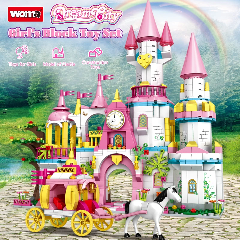 Woma Jouet Vente au détail Étudiant Princesse Prince Château Maison Modèle Construction Bloc Cadeau Enfants Carrosse Jardin Oyuncak Jouet Brique DIY Jouet