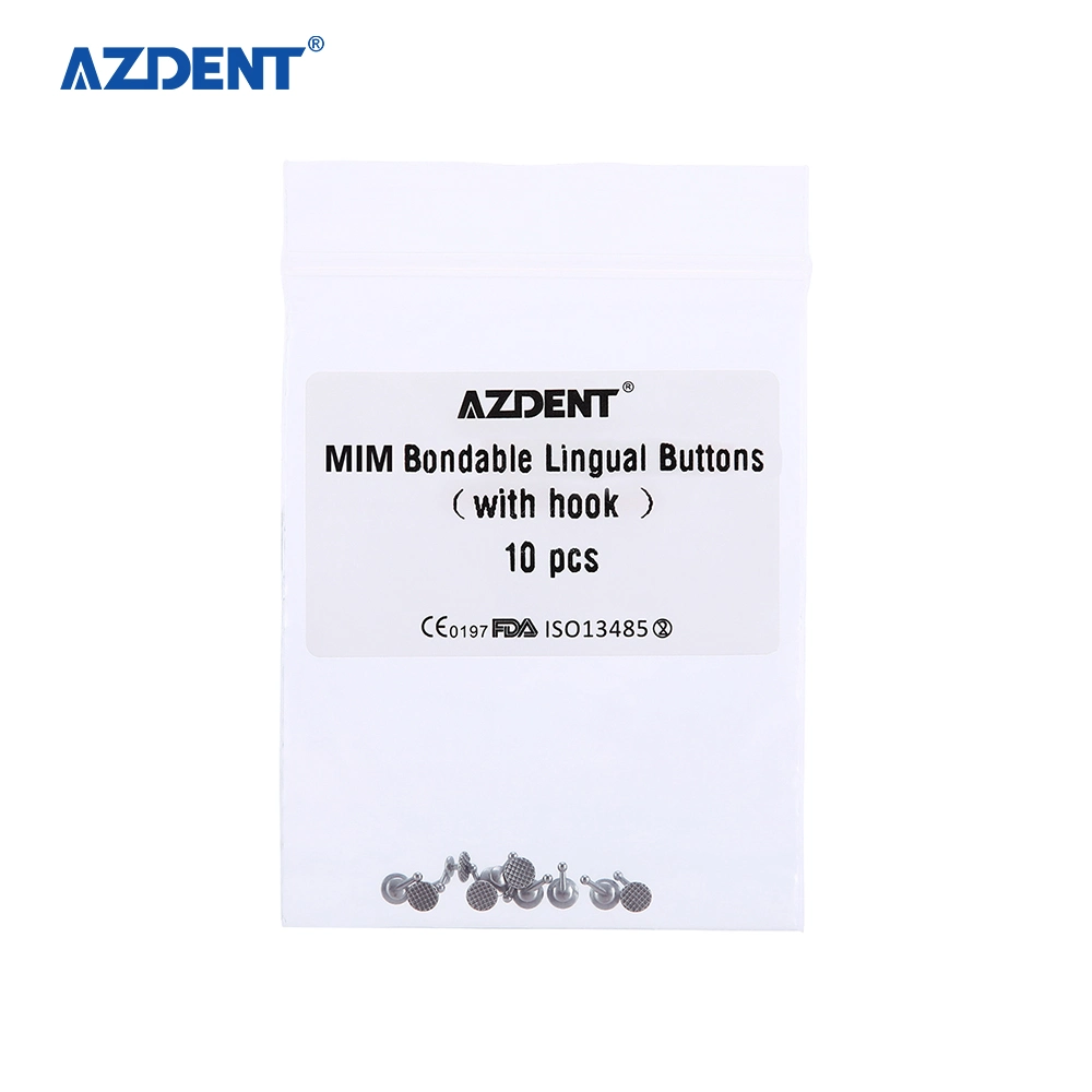 Azdent Dental Orthodontic Bondable Lingual Buttons with Hook Round Base