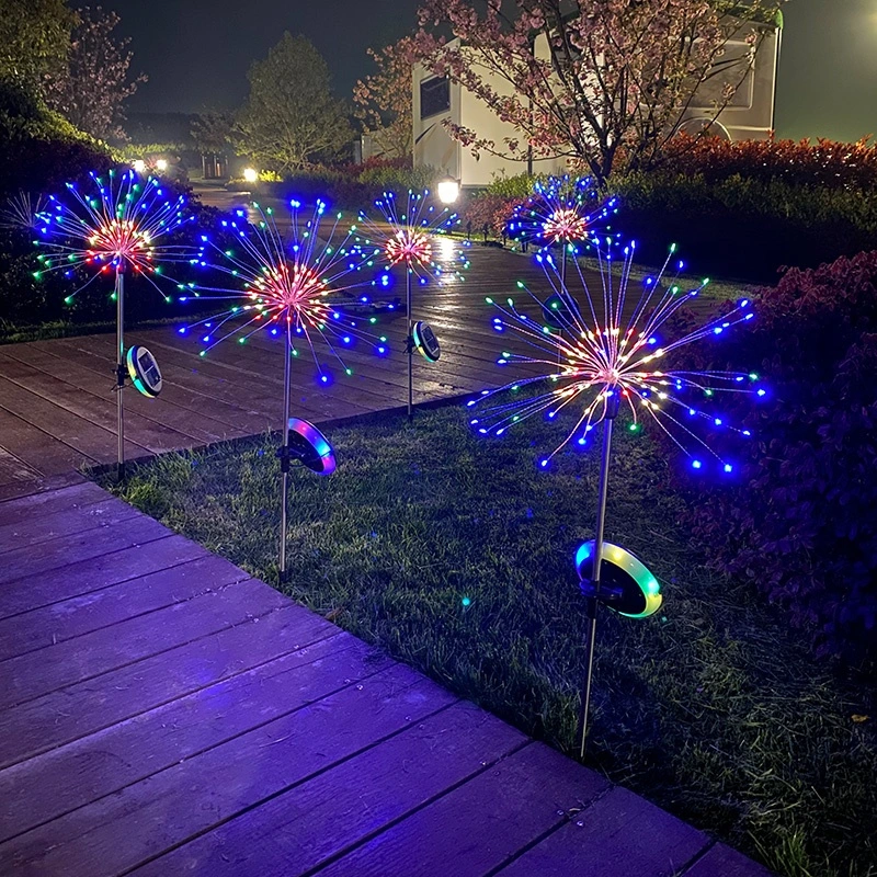 2 Pack LED luz Exterior de fogo de artifício lâmpada cintiladores LED cobre Lâmpada de arame 8 modos de iluminação Jardim casamento Footpath decorações de Natal LED de decoração120 da posição de estacionamento -