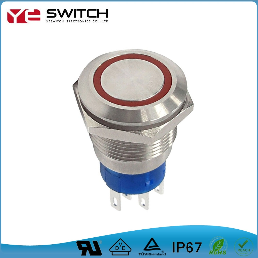 19mm Electrical Sealed Waterproof Metal Push Button Switch with UL Certificates