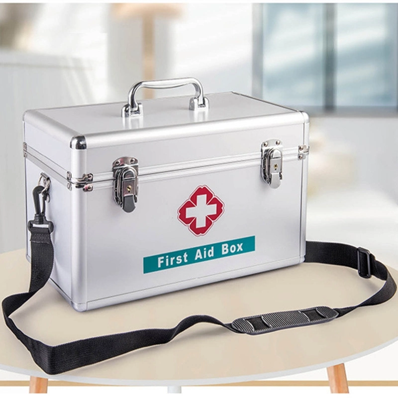 Hard Shell Empty Medical Aluminium First Aid Box Kit with Medicine Supplies Equipment