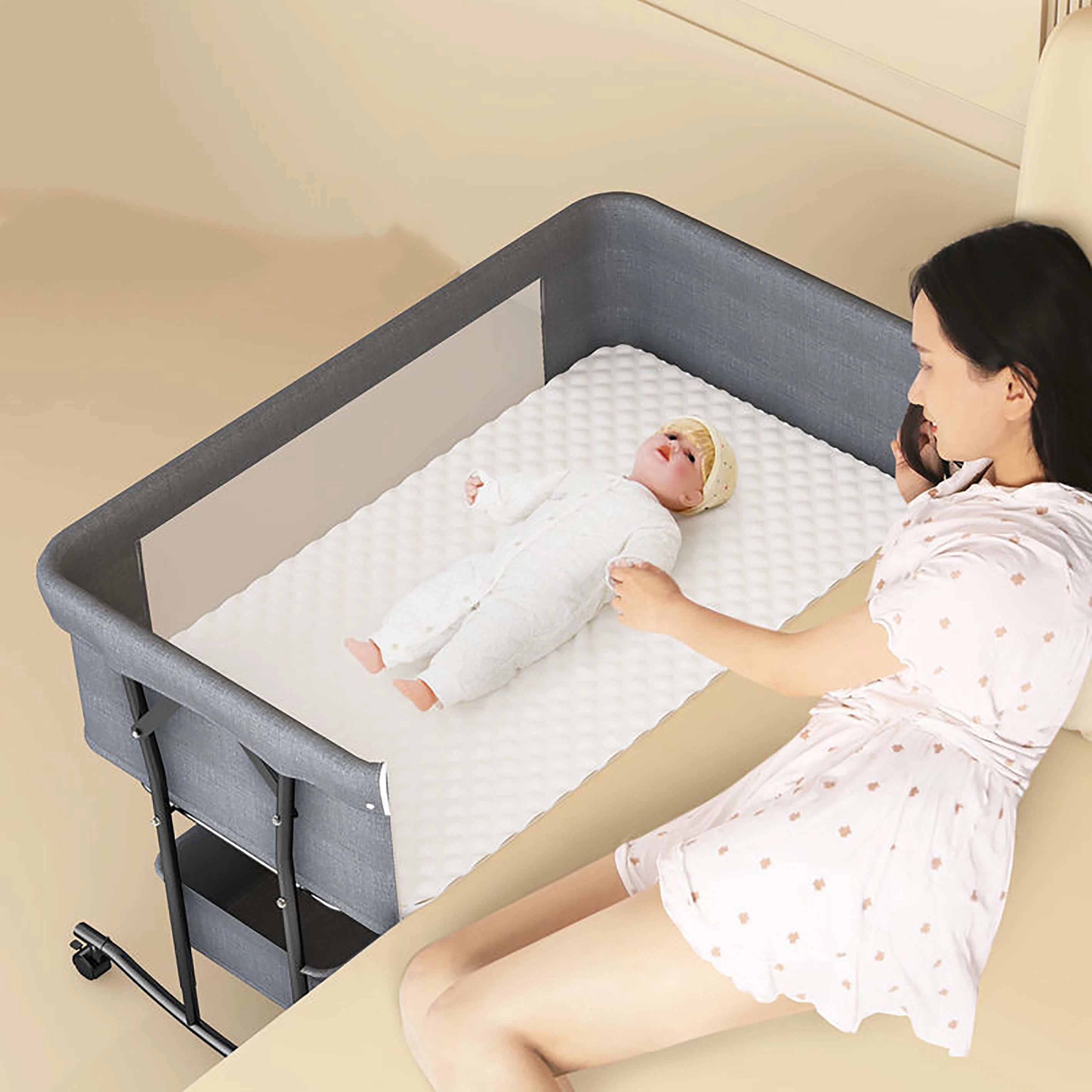 Baby Cradle Portable Crib with Wheels Bassinet Bedside Sleeper Bed