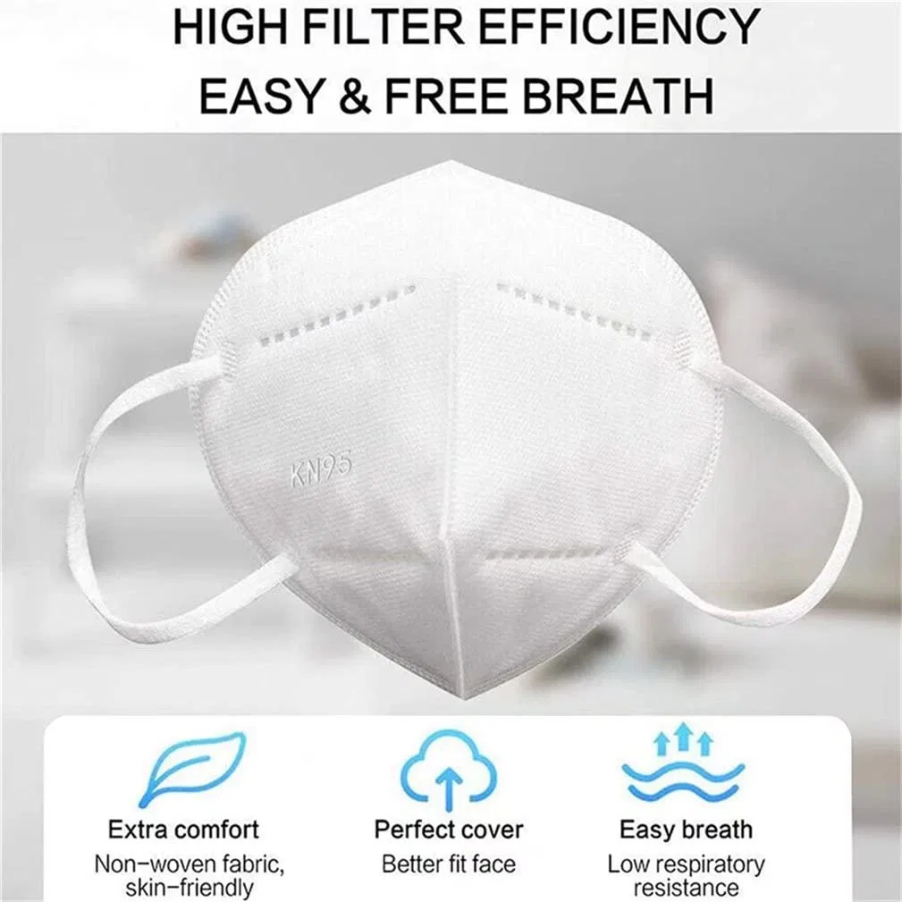 White List FFP2 Respirator Disposable Earloop Black KN95 Mask Colors Anti Dust Filter>95% Comfortable Face Mask