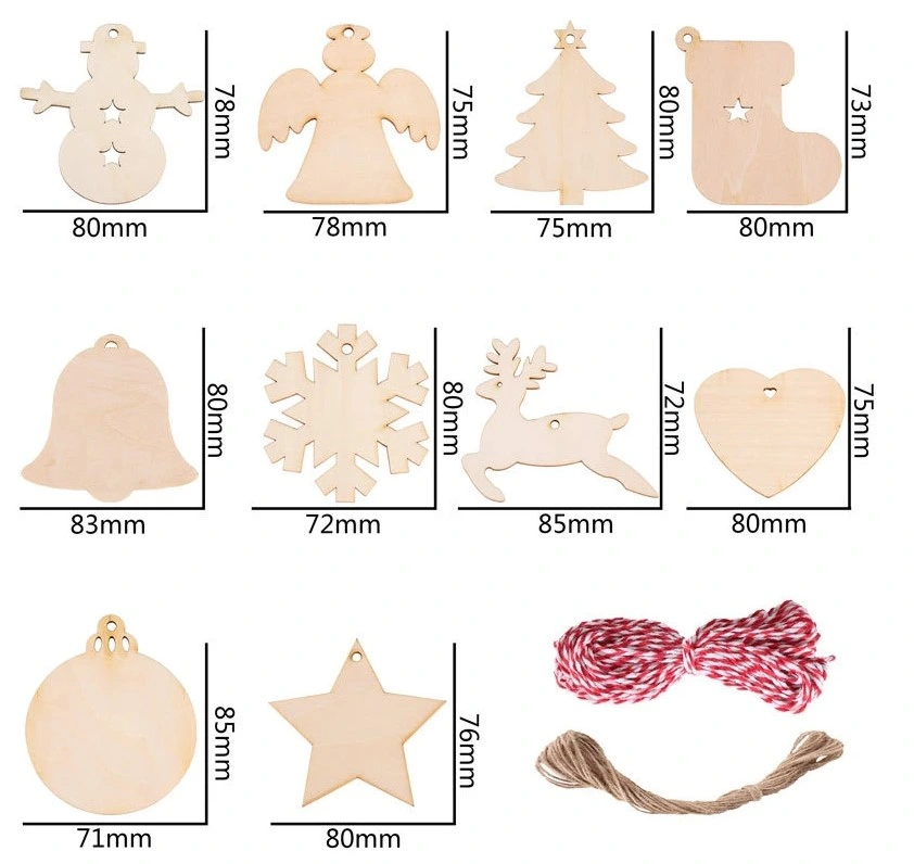 Christmas Wooden Tree Decor for Holiday Wedding Party Decoration Supplies Hook Ornament Craft Gifts Children Toys