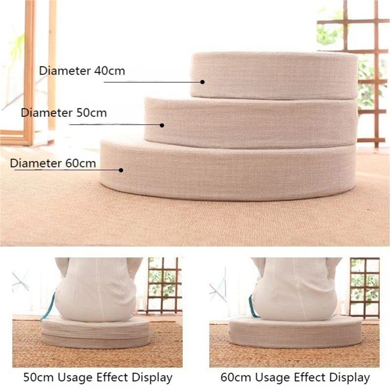 Sponge Futon Circular Cushion Made of High-Density Sponge and Cotton Linen Fabric