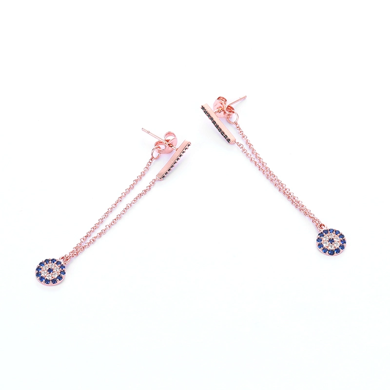 Bijoux de mode en gros Boucle d'oreille œil maléfique en argent 925 avec CZ coloré pour femme.