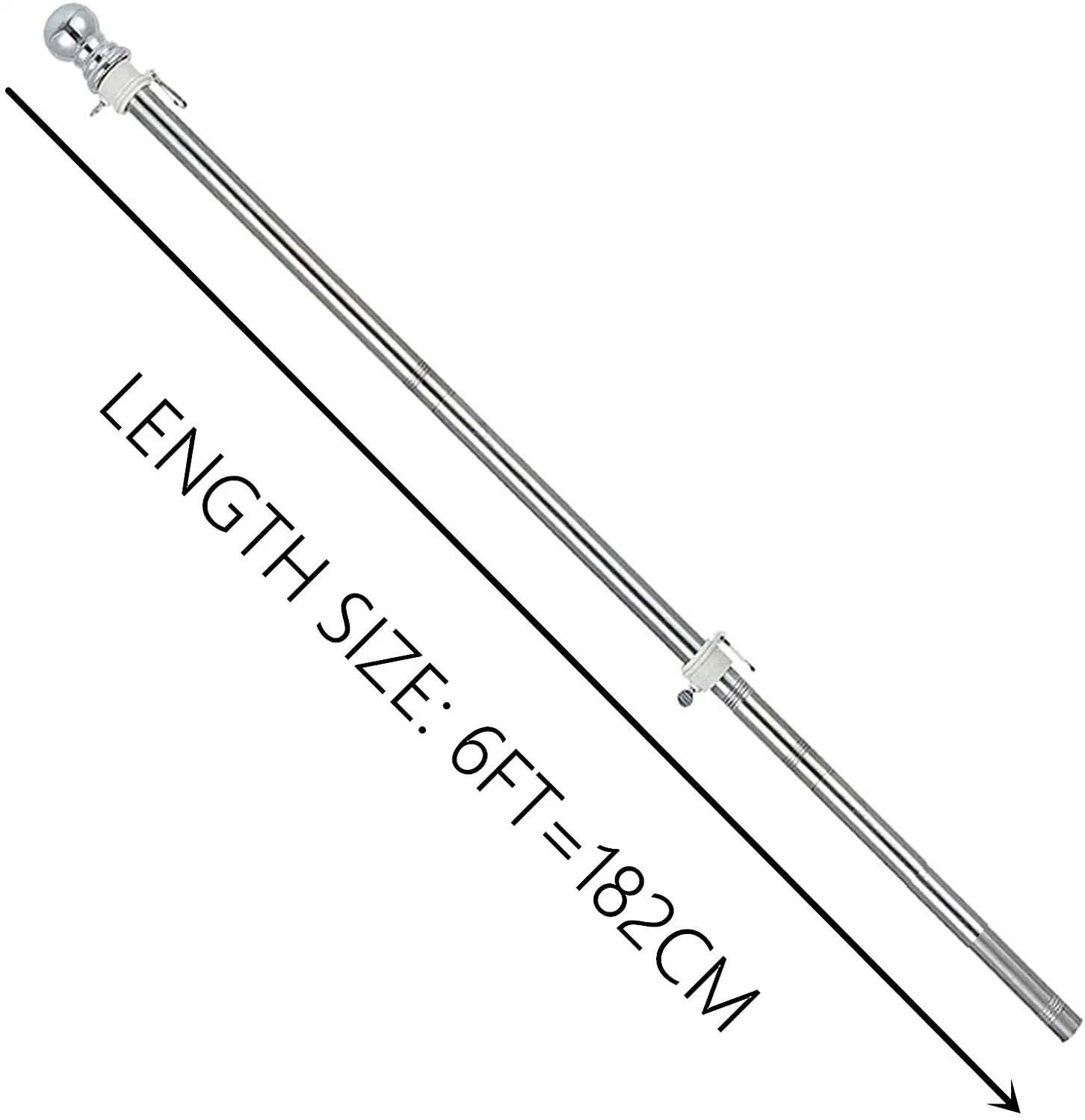 6FT Flag Poles Kit - Stainless Steel Heavy Duty Wall Flagpole