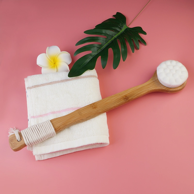 Bamboo Wood Dry Body Brush Natural Color Soft Long Handle Bath Brush