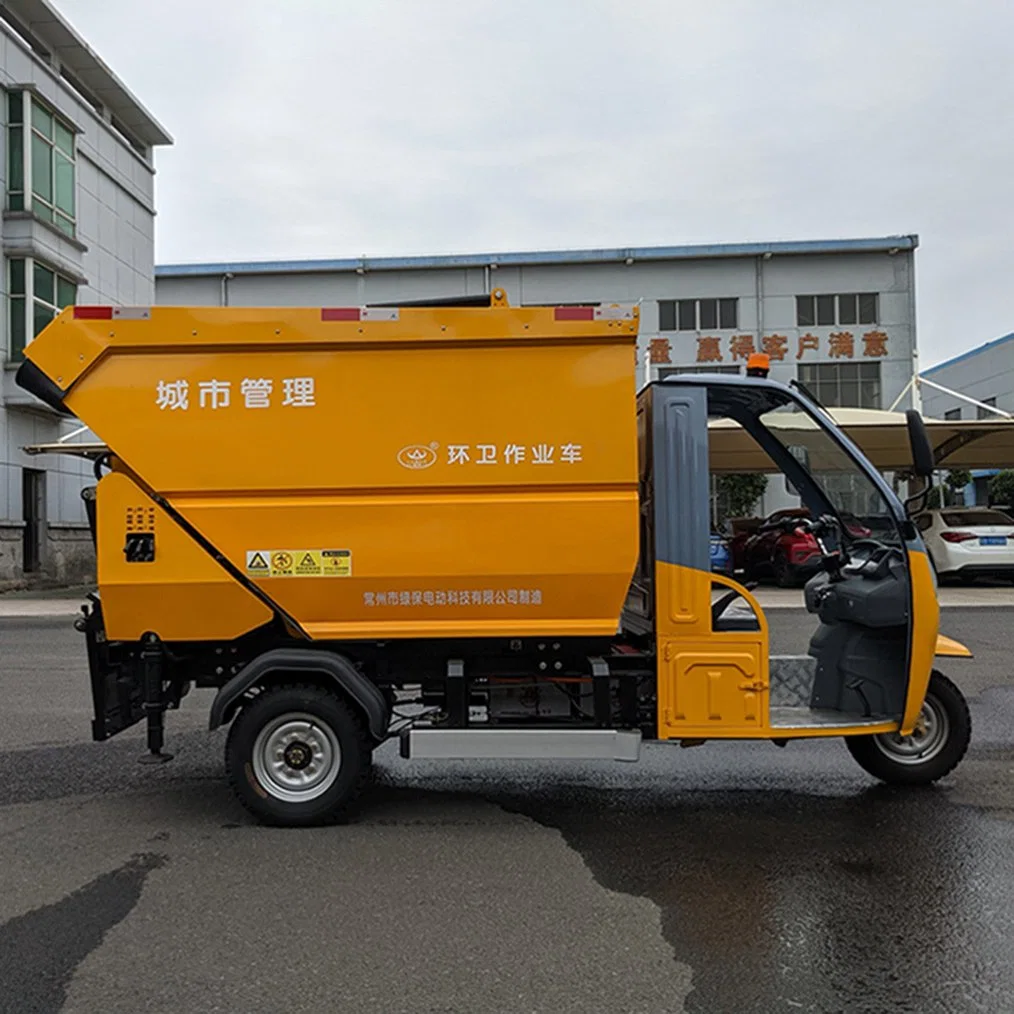 Three Wheeled Rear Bucket Cleaning Garbage Refuse Truck of Rated Load 1000kg