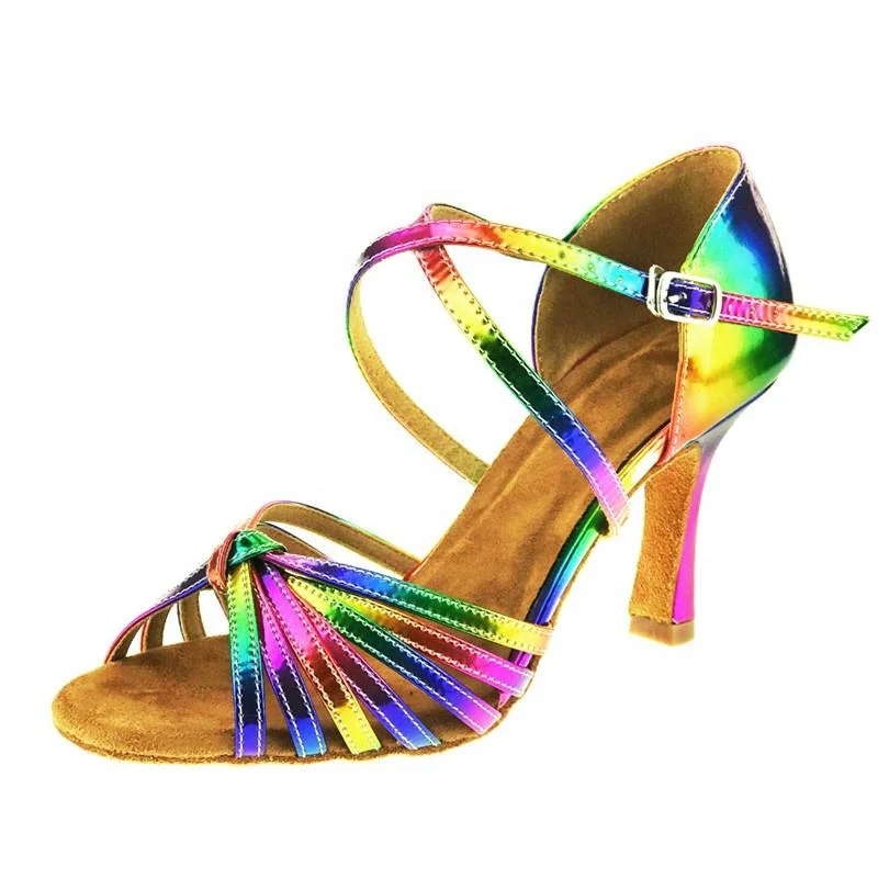 Rainbow Colors Outsole Salsa PU Shoes Ballroom Dancing Shoes