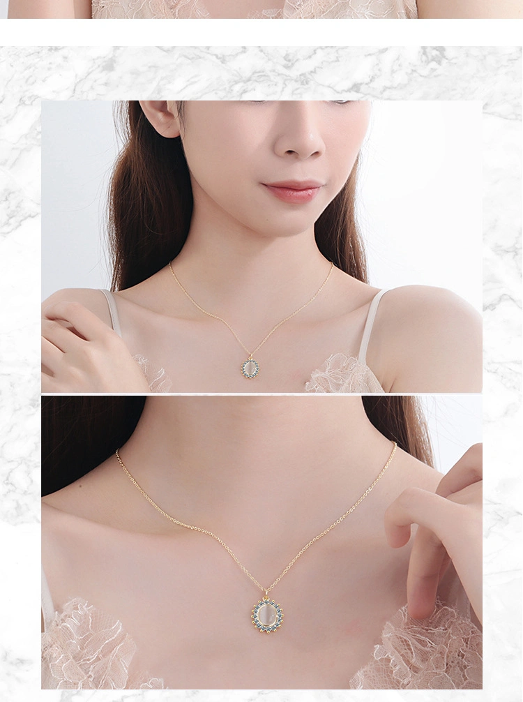 Mode de remplissage de fleur de pierres zircon Opal Collier court