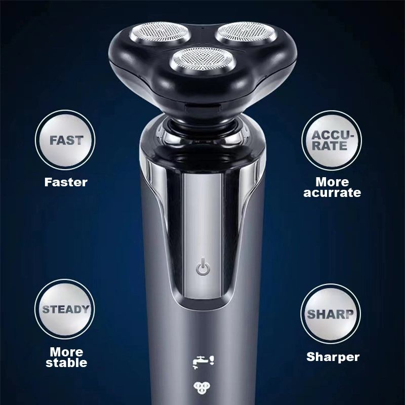 Smart Floating Blade Mesh Beard Head Razor Rechargeable Waterproof Rotary Electric Shaver for Men