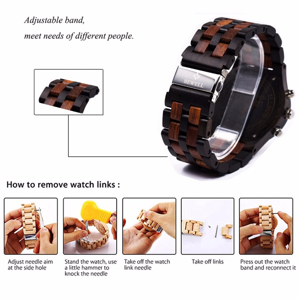 Latest Design Factory Directly Supply Stock Fast Delivery Luxury Gift Wooden Chronograph Watches Men Wrist