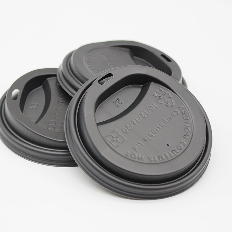 Einweg Biologisch Abbaubar Cpla Kaffee Tasse Deckel Flache Abdeckung Deckel 100% PLA Material OEM Design Becher mit Deckel für Heißgetränk