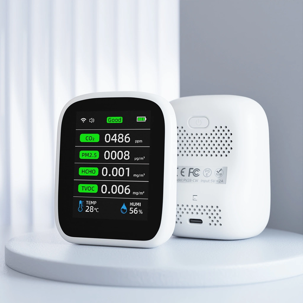 Tuya Smart Life High Accuracy Indoor Air Quality Sensor System for Pm2.5 CO2 Hcho Tvoc Temperature and Humidity Monitoring