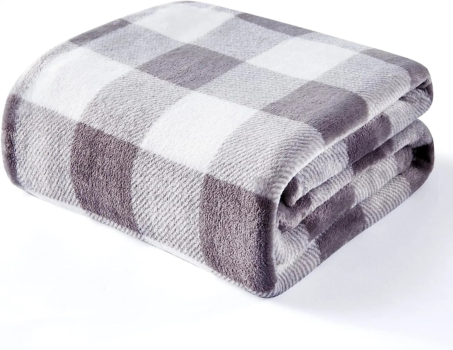 Couvertures de jeté en polaire, couverture de jeté à carreaux de Buffalo pour canapé-lit, décor de ferme léger 50" X 60" (gris et blanc)