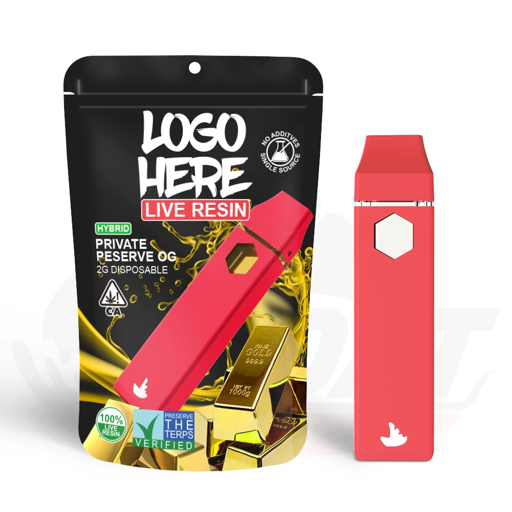 Caneta de papel descartáveis D8 Vaper com logótipo personalizado de 2 ml, óleo espesso e vazio Preço Atacado para Live Rosin HHC Thca Thcp