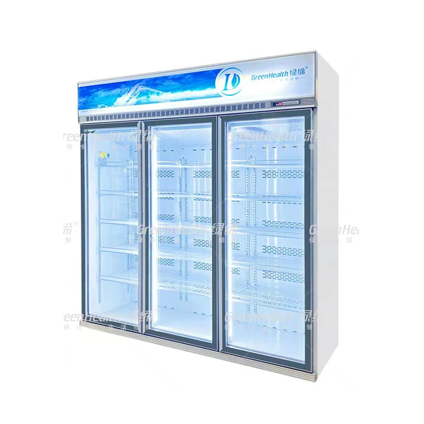 Wholesale/Supplier Dynamic Cooling Double Transparent Glass Door Refrigerator Freezer with Inverter Compressor