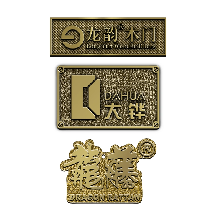 China Manufacturer Furniture Kitchenware Door Fashion Clothing Handbag Shoes Zinc Alloy Metal Label Appliance Plate Company Logo Name Pin Tag