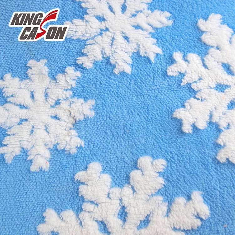 Kingcason Polyester Jacquard gestrickt 3D Schneeflocke Weihnachten Sherpa Stoff für Decken