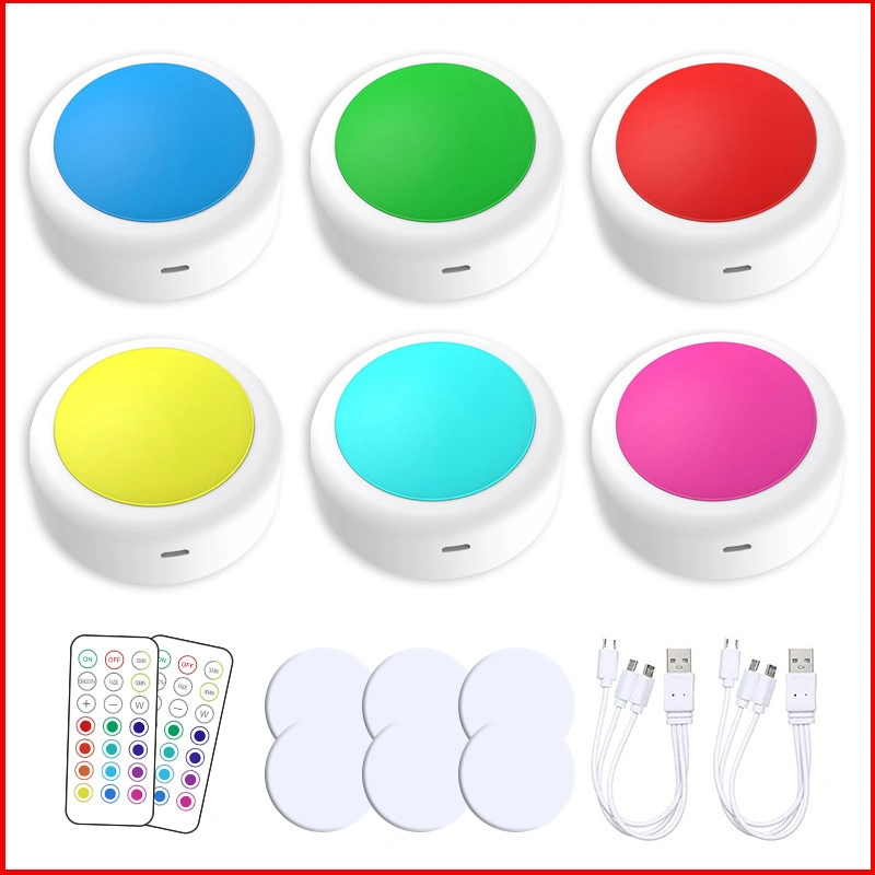 USB RGBW exigible de las luces de LED puck Wireless en el Gabinete remoto pequeño estante ligero para el armario de cocina de la luz de noche