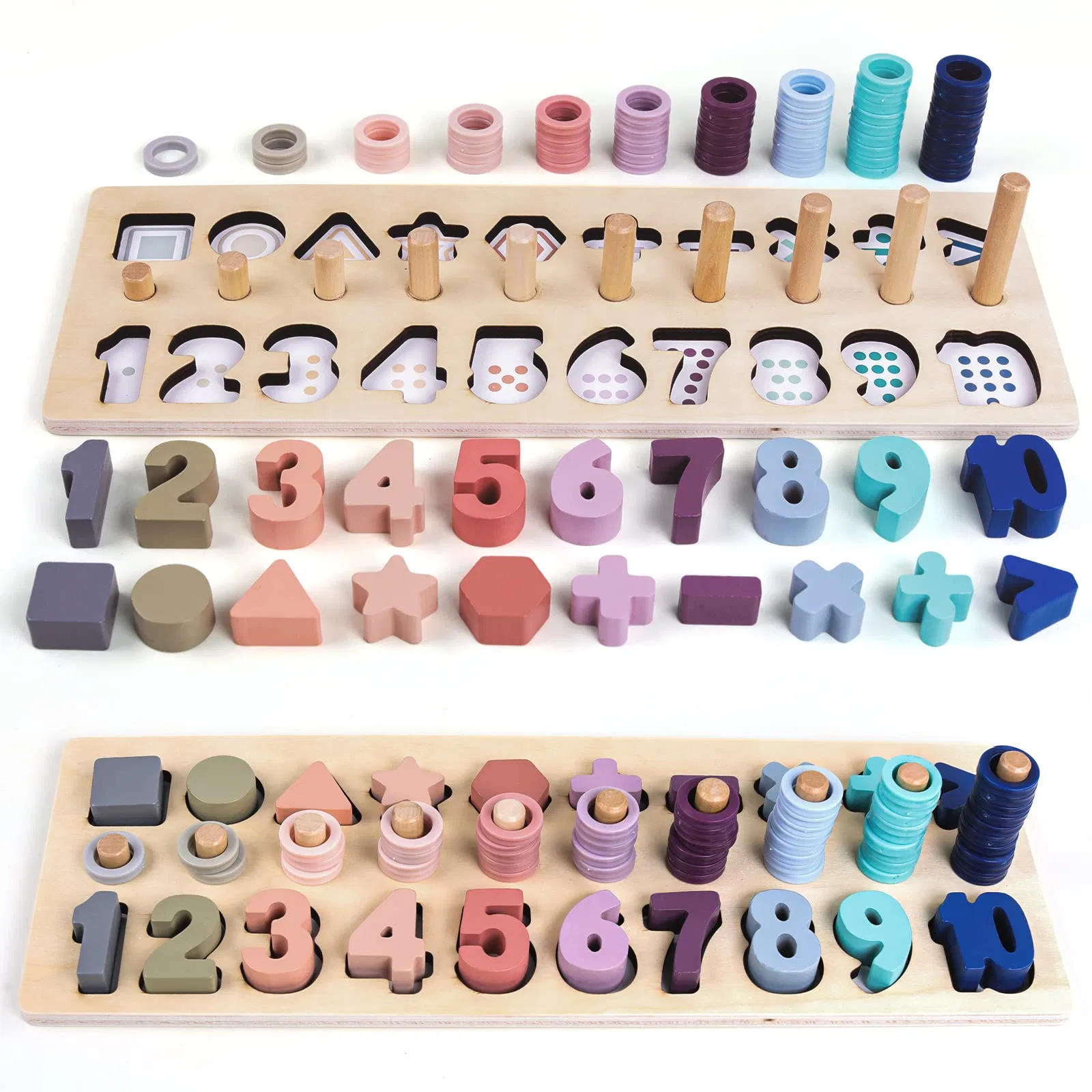 New-Style Counting Shape Wooden Count Toys with Wood Colorful Number Shape Blocks