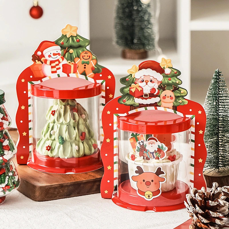 Customize Size Clear Plastic Pet PVC Packaging Christmas Candy Treat Cake Gift Plastic Box