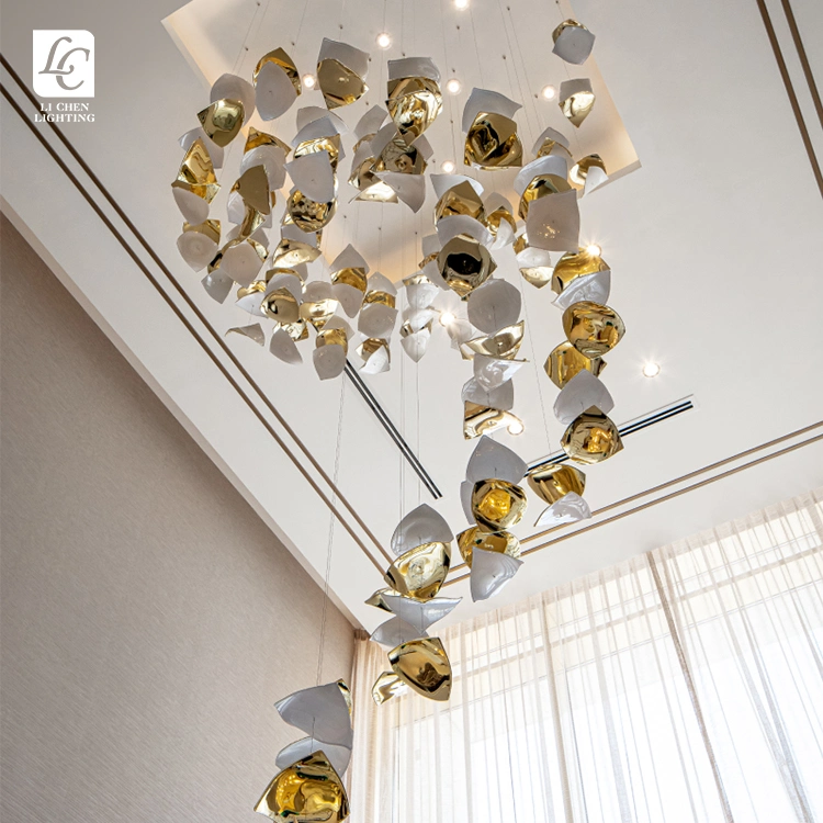 New Product Hotel Villa Mall Staircase Custom Glass LED Chandelier Pendant Lamp