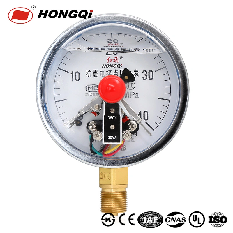 Hongqi 100mm Electric Contact Low/High Limit Pressure Gauge for Industrial, Civil