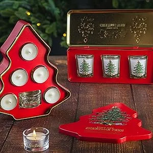 Geschenkset Mit Teelichtkerzen Und Weihnachtsbaum-Duft, Zinn