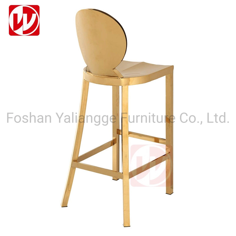 Hot Sale High Bar Chair Shiny Silver Stainless Steel Hotel Restaurant Outdoor Bar Stools