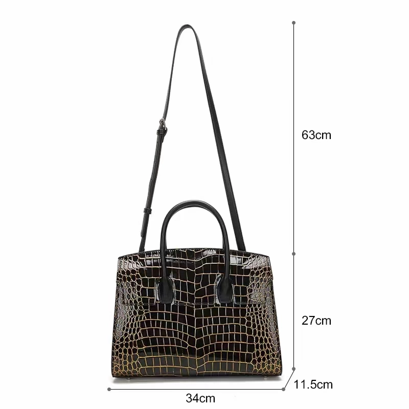 (V111) New Leather Kelly Bag Europe and America Fashion Crocodile Pattern PU Material Women's Bag One Shoulder Oblique Span Handbag