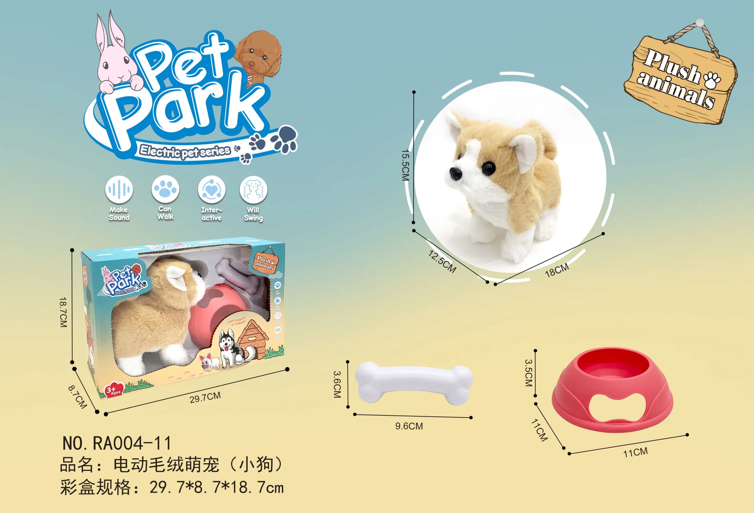 Professional Made Cute Pretend Play Electric Walking Small Plush Dog Toy with Sound and Music