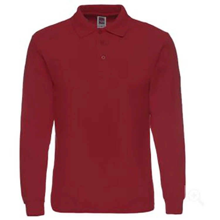 220 GSM Unisex Cotton Blend Long Sleeve Solid Color Casual OEM Custom Embroidery Polo Shirts