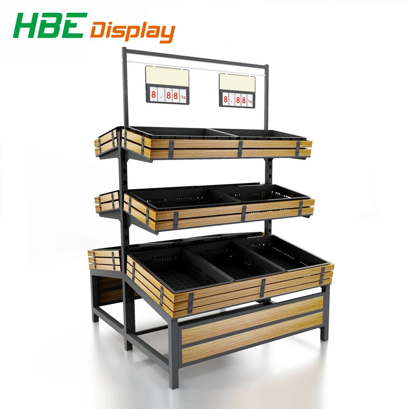 Holz Awesome Edelstahl frisches Obst und Gemüse Rack