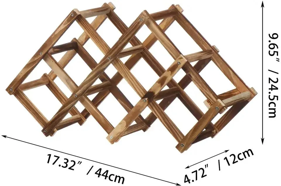 Rack dobrável para vinho de madeira com tampo de balcão, 6 garrafas porta-vinho