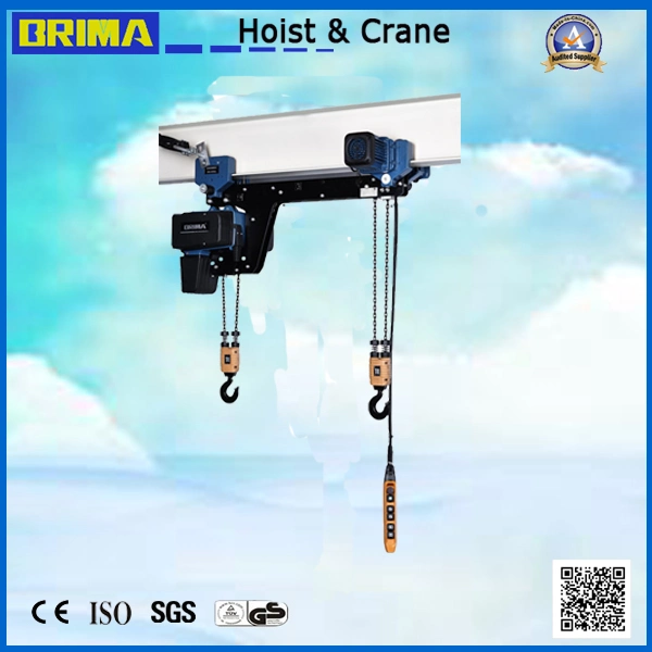 Brima 125kg 8/2m/Min Lifting Speed European Electric Chain Hoist with Manual Trolley