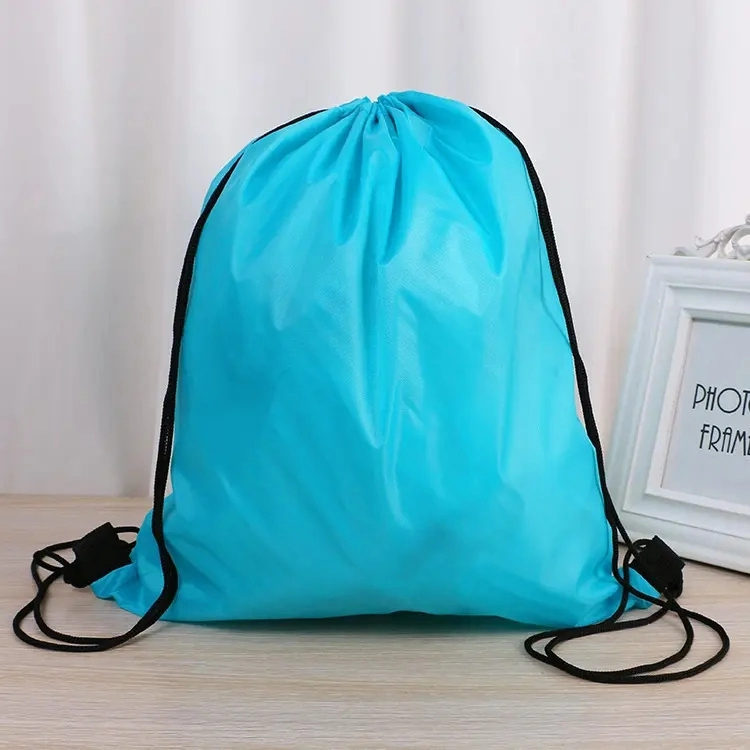 Factory Custom Made Nylon 210d Polyester Waterproof String Bag Drawstring Backpack