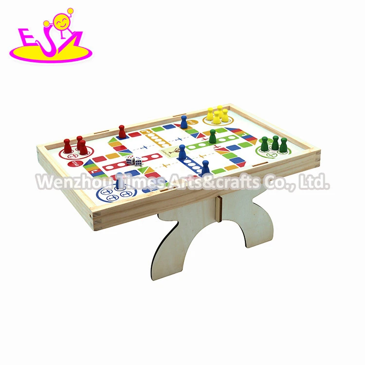 2 in 1 Indoor Mini Fußballtisch Holz Fußballtisch Spiel und Schachbrett für Kinder W01A471