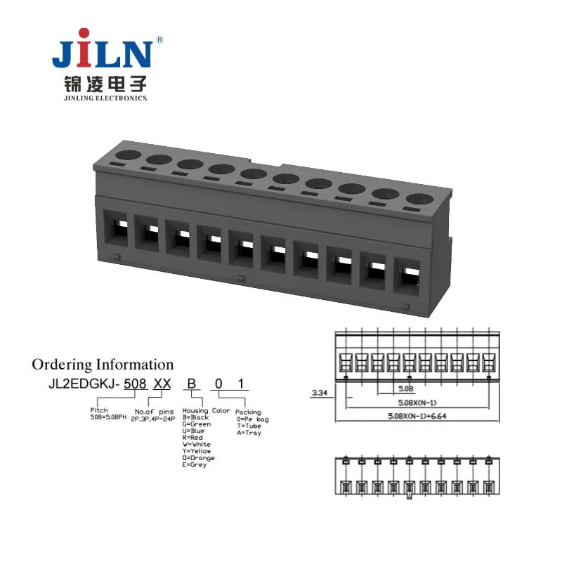 Custom China Manufacturer Jl2edgkj-5.08 Pluggable Terminal Block Connector