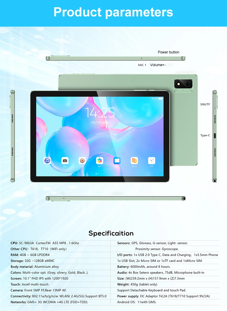 10,1 Zoll Aluminium-Legierung Metallgehäuse Incell Multi-Touchscreen 4G Android Tablet PC