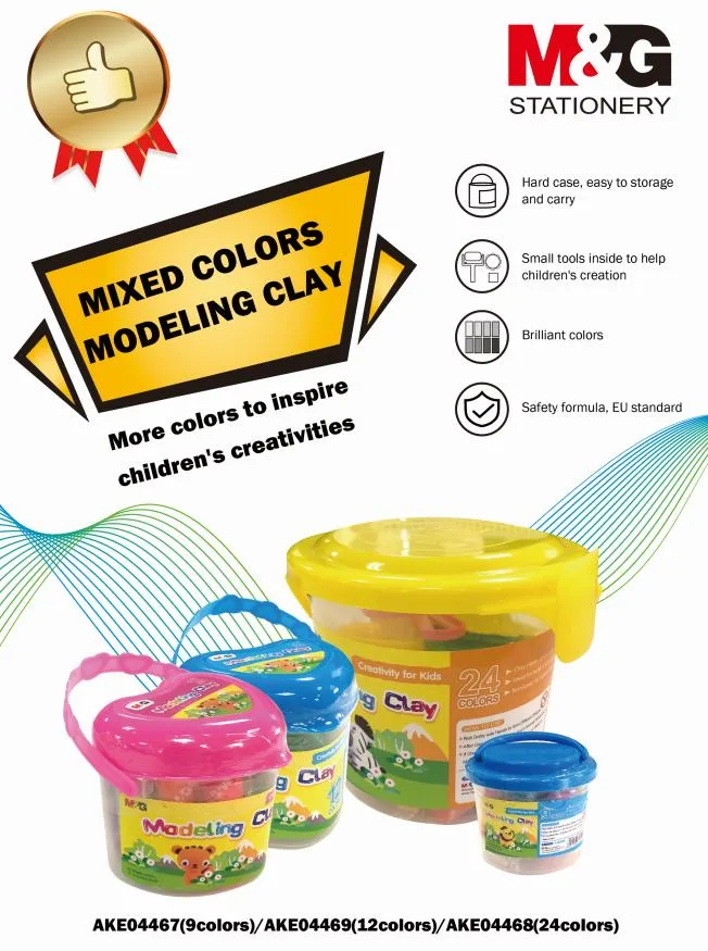 M&G Wholesale/Supplier DIY 12 Color High quality/High cost performance Non-Toxic Environmental Modeling Clay PP Drum Package