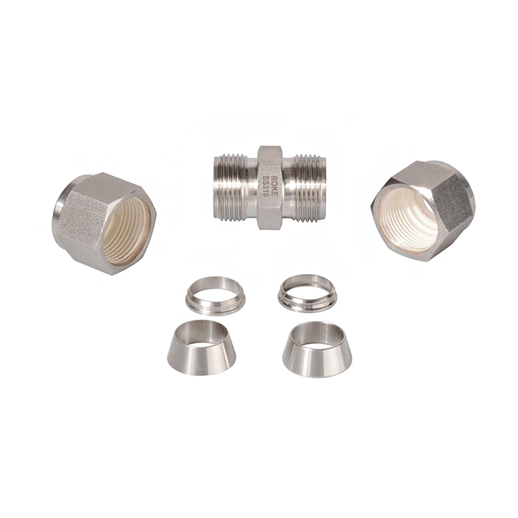 SS316 Stainless Steel Double Ferrules Compression 1/16 to 2" Inch Tube Unions Fitting